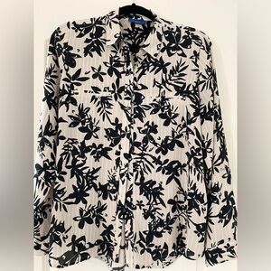 Apt. 9 Black and White Floral Shirt